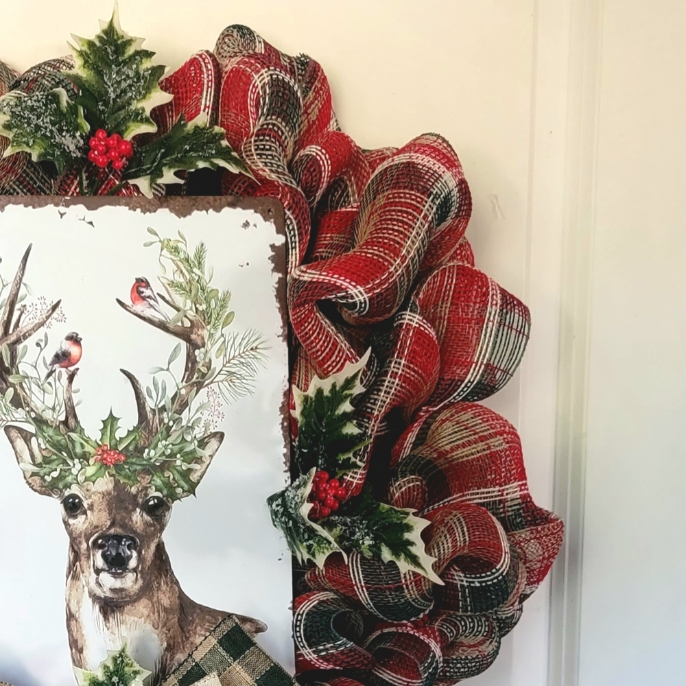 Winter Deer Buck Wreath Deco Mesh Bow Winter - Picture 8 of 11